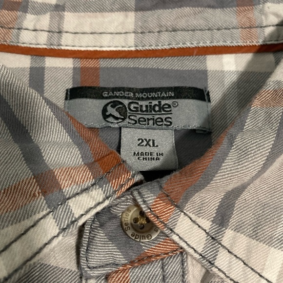 Gander Mountain Guide Series Gray White Orange Flannel Shirt Size 2XL - Picture 10 of 10